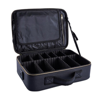 Sac de maquillage professionnel personnalisé noir avec séparateurs ajustables, grande trousse de cosmétiques, organiseur de rangement de voyage