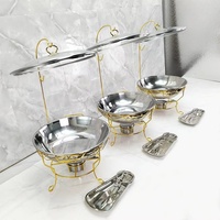 Ensemble de chauffe-plats de luxe en acier inoxydable argenté, 6L, avec options de chauffage au gaz/carburant, style moderne pour hôtel