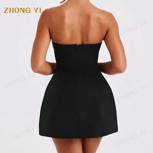Fabricante personalizado última colección de moda elegante verano Mujer moda Mini tubo Top vestido negro después del vestido de fiesta - Product Image 4