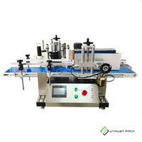 Machine d'étiquetage adhésive pour bouteilles rondes, table de convoyage, applicateur d'étiquettes pour bouteilles de cosmétiques