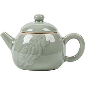 Guanlan Ceramic Relief Small Teapot Banana Moon Color With Lid Round Shape Kung Fu <b>Tea</b> <b>Set</b> Porcelain Household Teapot - Product Image 5