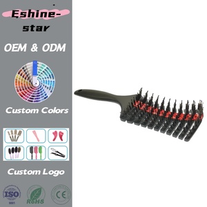 Cepillo de <span class=keywords><strong>pelo</strong></span> Natural para salón de belleza, cerdas de jabalí, etiqueta privada rizada, mezcla de <span class=keywords><strong>pelo</strong></span>, herramientas de estilismo de cabello de nailon - Product Image 1