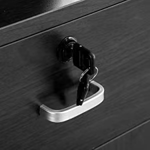 Sillón de Barbería Negro con Espejo y Cajones con Cerradura, Mueble de Estilismo para Peluquería - Product Image 4