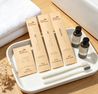 Emballage en papier kraft entièrement biodégradable sans plastique. Articles individuels pour salle de bain d'hôtel avec logo écologique personnalisé.