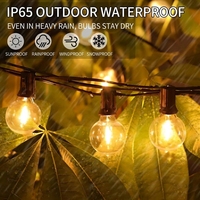Guirnalda de Luces para Patio, Guirnalda de Luces Decorativas para Exteriores, Bombillas de Globo, Decoración de Jardín para Fiestas Navideñas, Plástico IP44 Negro