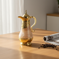 Carafe à café arabe élégante finition marbre, garde au chaud et au froid 24 heures, avec intérieur en verre, thermos sous vide