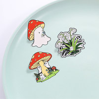 Ensemble d'épingles en émail Champignon Fantôme, motif floral forestier, badge de revers, ornement décoratif pour vêtements et sacs à dos