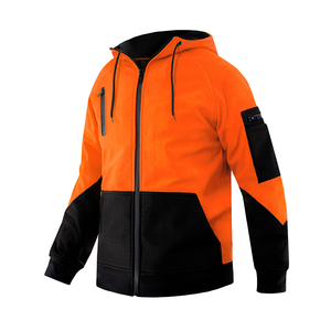 Chaqueta de Trabajo para Exteriores Jessubond de <span class=keywords><strong>Alta</strong></span> <span class=keywords><strong>Visibilidad</strong></span>, Invernal, con Capucha, Cierre de Cremallera, <span class=keywords><strong>Forro</strong></span> <span class=keywords><strong>Polar</strong></span> Compuesto, Fluorescente y con Bloques de Color - Product Image 4