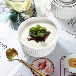 Ensemble de bols à dessert en céramique de style nordique, ramequins en porcelaine côtelée durables pour la restauration fine et les banquets, résistants au four - Product Image 2