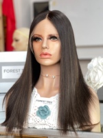 Perruque juive SHY en dentelle, cheveux humains bruts, couleur brun foncé, cheveux raides, confortable pour un usage quotidien, OEM ODM
