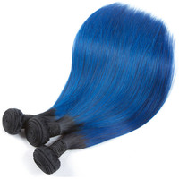 10A Brasil Rambut Lurus dengan Penutup # 1B/Biru Bundel Rambut Ombre