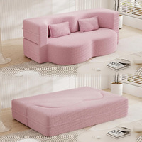 Sofá Moderno de 2 Plazas Color Rosa, Sofá Convertible de Tela Tipo Nube, Sofá Lounge para Sala de Estar