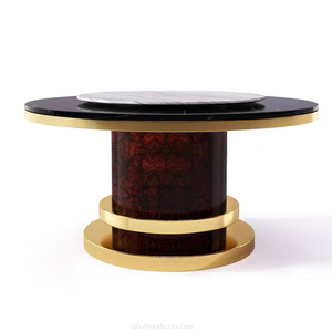 Juego de mesa de comedor redonda <span class=keywords><strong>Lazy</strong></span> <span class=keywords><strong>Susan</strong></span> de mármol moderno de lujo, mesa de comedor blanca y negra para Hotel, apartamento, Villa - Product Image 4