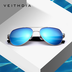 Veithdia Men's Aviator Sunglasses Stainless Steel <b>Frame</b> Blue Mirror Lens UV400 Protection Outdoor Use - Product Image 4