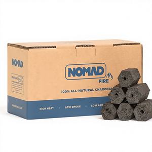 Charbon de bambou 100% naturel Nomad Fire |   10 LBS |   Briquettes de charbon de bois noir |   Longue durée de combustion (4-6 heures) Fabrication mécanique Haute chaleur - Product Image 1