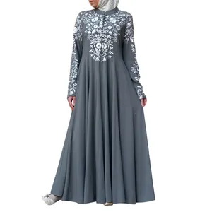 Hot sale New Arrival Close Stretchy Hijab Jersey Dress Long Sleeves Maxi Dresses Malaysia Turkey Women Islamic Clothing