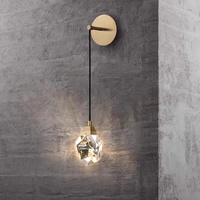 Applique Murale LED en Cristal de Luxe Nordique avec Finition Cuivre, Décorative et Dimmable pour Salon, Chambre, Couloir, Chevet