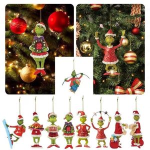 Décorations de Noël amusantes en gros, ornements suspendus en acrylique vert Grinch pour sapin de Noël, accessoires de décoration - Product Image 5