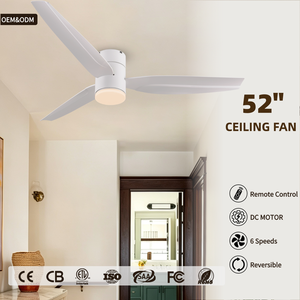 Kipas Angin Plafon <span class=keywords><strong>LED</strong></span> Modern 52" Putih 3 Baling-Baling Motor Reversibel Tanpa Suara Remote Control Lampu Ruang Tamu Penggunaan Dalam Ruangan - Product Image 1