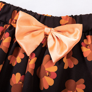 Оптовая продажа, детская одежда, новое праздничное платье на День благодарения, с рукавами-флаттером и атласной юбкой из индейки - Product Image 5