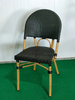 Fait à la main Patio extérieur Bistro tissage Plaid motif jardin dîner aluminium métal PE nordique rotin chaise