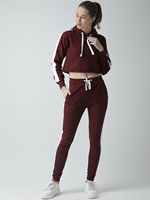 Logo personnalisé Crop Top Hoodie Sets Two Piece Jogger Set for Womens Running Sportswear