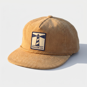 Gorra de Corduroy Personalizada OEM de 5 Paneles con Parche de Logotipo Tejido, Gorra Snapback sin Estructura con Cierre de Cuerda - Product Image 2