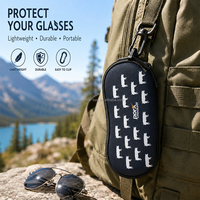 Étui à lunettes en néoprène personnalisé avec mousqueton, support portable pour lunettes, pochette souple pour lunettes, idéal pour les voyages et l'extérieur