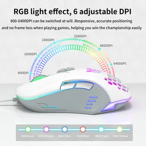 Onikuma เมาส์สีดำ Cw902แบบมีสาย USB สายเมาส์สำหรับเล่นเกมแบบปรับได้ความยาว1200 dpi