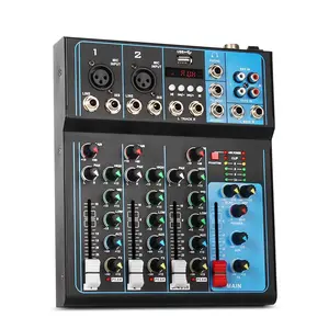 Tốt F04 Kim Loại 4 Kênh Màn Hình Lớn Người Lạ Trực Tuyến OEM Âm Thanh Mixer Cá Nhân Digitalprofessional Âm Thanh Mixer Cho Live Streaming