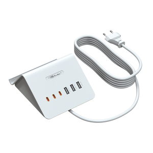 Universal Desktop USB Charger 6 Port PD <b>Fast</b> <b>Charging</b> EU <b>Plug</b> White 35W Output - Product Image 1