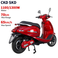 Motor Listrik Retro Wuxi CKD SKD 12 inci 1100/1300W Kecepatan 65km/jam, Moped Listrik Retro untuk Dewasa