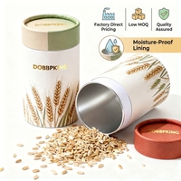 Tube en papier écologique avec revêtement en aluminium rond, résistant à l'humidité, 250g, pour l'emballage alimentaire de céréales, d'avoine et de petit-déjeuner
