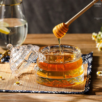 Frascos de Vidrio Cónicos Redondos Estilo Occidental para Almacenamiento de Cosméticos, con Tapa de Vidrio y Juego de Cucharas de Madera para Jarabe y Miel, Uso Doméstico