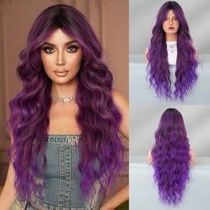 Parrucche sintetiche multicolori di colore lungo ricci e iridescenti per le donne festa quotidiana Cosplay <span class=keywords><strong>capelli</strong></span> resistenti al calore con frangia - Product Image 6