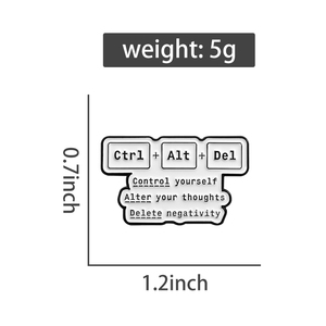 Teclado de ordenador Ctrl Alt Del esmalte Pin cita creativa broche de Metal insignia de solapa joyería mochila regalo - Product Image 6