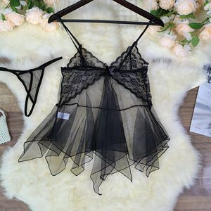<span class=keywords><strong>Ropa</strong></span> <span class=keywords><strong>interior</strong></span> sexy para mujer Malla Deep V Pure Desire Pijamas Encaje Suspender Vestido Camisón - Product Image 1