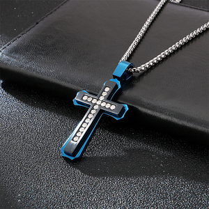 KALEN croce ciondolo oro nero in acciaio inox gioielli zircone <span class=keywords><strong>collana</strong></span> per gli uomini - Product Image 4