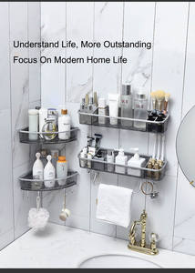 Estante de Ducha Triangular para Baño con Ganchos, Cesta de Almacenamiento Montada en la Pared - Product Image 3