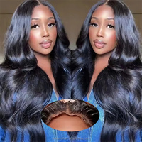 Perruque en cheveux vierges brésiliens ondulés naturels, toutes tailles, 10 à 40 pouces, 13*4, pour femmes, densité 180%, avec dentelle transparente à l'avant