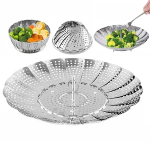 Premium Food Steamer Dish Gemüse Tragbare Faltung Edelstahl Dampfer Korb Insert Expand able Steamer Basket