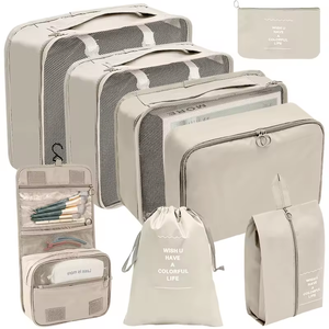 Ensemble d'organisateurs de bagages portables pliants en sergé de 8 pièces modernes et écologiques Cubes de rangement de voyage pour accessoire de valise - Product Image 4