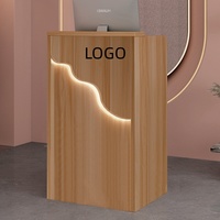 Comptoir de caisse simple et moderne pour magasin de vêtements, comptoir de réception avec éclairage LED