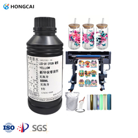 Hongcai stiker dan pernis Uv Dtf, tinta dan pernis 500ml untuk Uv Dtf Film Uv Ab Film Xp600 I1600 I3200 untuk pelindung Ponsel/cangkir