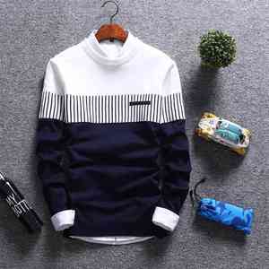 Nouveau <span class=keywords><strong>pull</strong></span> tricoté décontracté en coton rayé élégant pour homme 2026 – Vente en gros personnalisée, col rond, épais, hiver, <span class=keywords><strong>pas</strong></span> <span class=keywords><strong>cher</strong></span> - Product Image 3