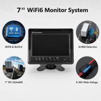 Sistema de Cámara de Reversa FHSS Wi-Fi6 con Monitor IPS HD de 7 Pulgadas, de Aleación de Aluminio, para Maquinaria Agrícola y Camionetas Pequeñas, Impermeable, con Visión Nocturna