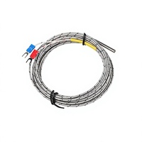 Sonda Termopar Tipo K/E/PT100/CU50, Sensor con Sonda de Acero Inoxidable de 4*40mm, Cable con Blindaje Trenzado de 1-5M, Longitud Personalizada para PID