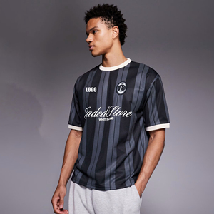 Camiseta de Fútbol Personalizada para Hombre, de Manga Corta, Talla Grande, 100% Poliéster, con Parches Gráficos, Cuello Redondo, <span class=keywords><strong>Jersey</strong></span> de Fútbol de Alta Calidad - Product Image 1
