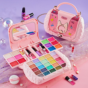 Kit <span class=keywords><strong>de</strong></span> maquillage princesse pour filles, ensemble cosmétique non toxique et lavable avec fard à paupières, rouge à lèvres, vernis à ongles, trousse <span class=keywords><strong>de</strong></span> toilette portable - Product Image 2