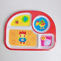 Vente en gros d'assiettes divisées en mélamine avec dessin animé personnalisé pour dîner extérieur et intérieur pour enfants assiette de nourriture pour bébé